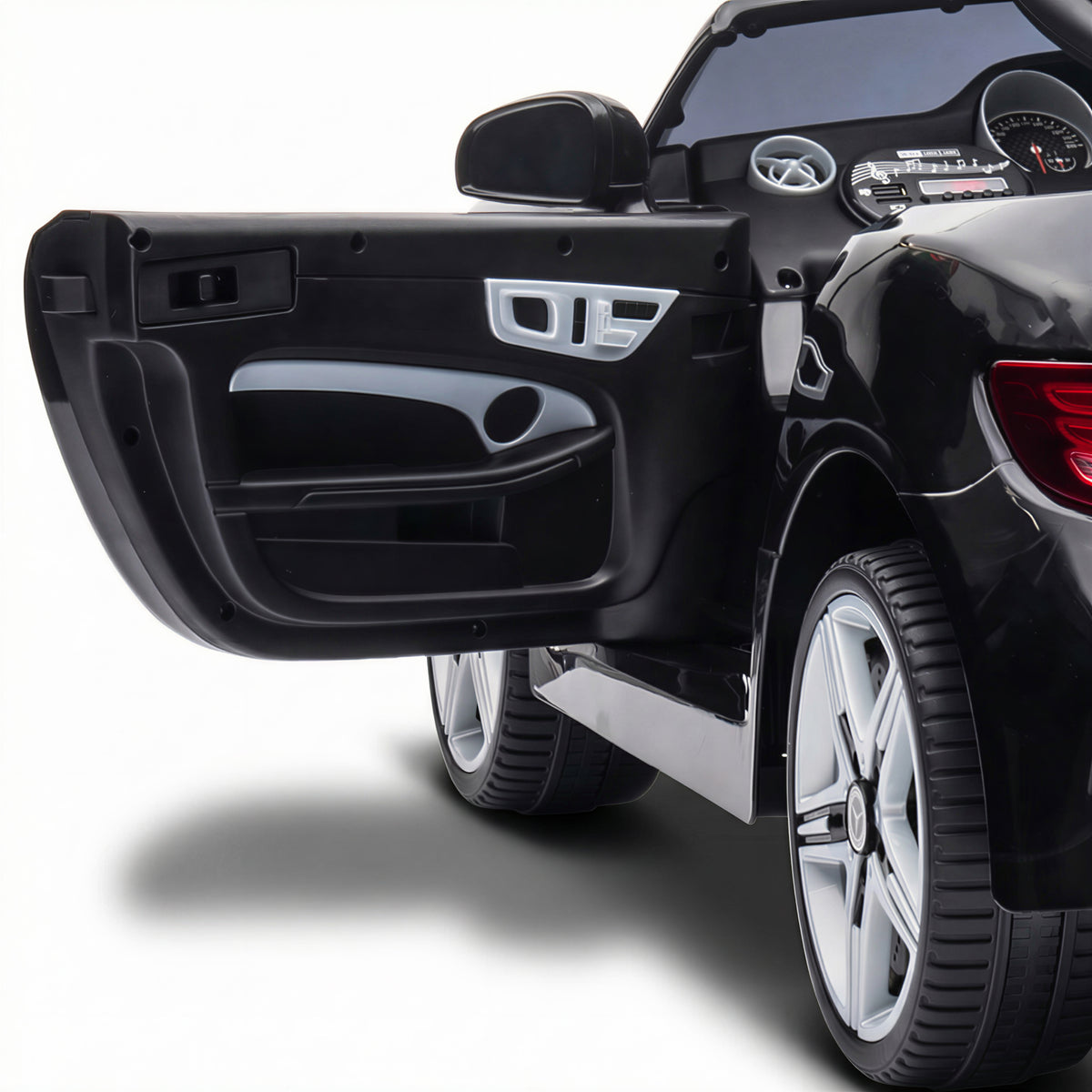 Voiture électrique enfants licence Mercedes SLC 300 12V V. Max. 5 Km/h effets sonores lumineux télécommande noir