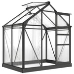 Serre de jardin polycarbonate 190 x 132 x 201 cm résistant aux UV 30+ fondation renforcé gouttière gris