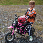 Moto cross électrique enfant moto électrique enfants moteur 350 W batterie 12V 8-16 km/h pneus gonflables 12'' rose