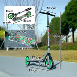 Trottinette enfants 6 à 12 ans, trottinette pliable à 2 roues, hauteur réglage, pour filles et garçons, scooter vert