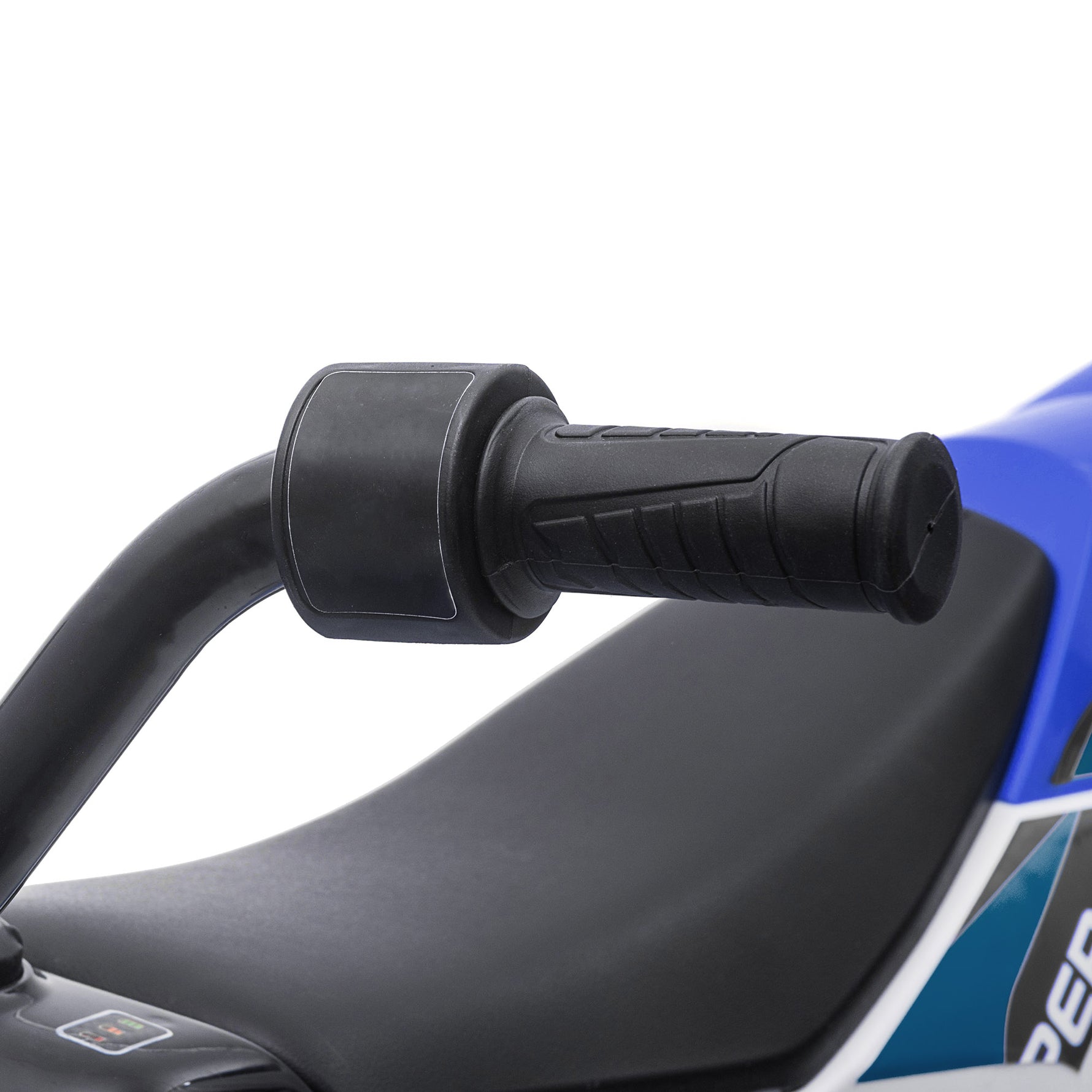 Moto Cross électrique Enfant 3 à 5 Ans 12 V 3-8 Km/h avec roulettes latérales Amovibles dim. 106,5L x 51,5l x 68H cm Bleu