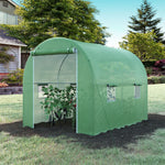 Serra da giardino a tunnel a terra 6 m² 3L x 2l x 2,10H m telaio tubolare rinforzato porta con cerniera a zip 4 finestre avvolgibili telaio in metallo verde