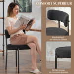Lot de 4 chaises de salle à manger avec dossier en tissu pieds en acier 51 x 51 x 76 cm noir