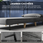 Fauteuil convertible 1 place, fauteuil-lit chauffeuse 3 en 1, dossier réglable, oreiller, tissu en lin, 94x78x80cm, gris