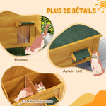 Verhoogd houten buitenkattenhuis met openslaand dak, geïsoleerd, 85 x 50 x 68,5 cm, naturel groen