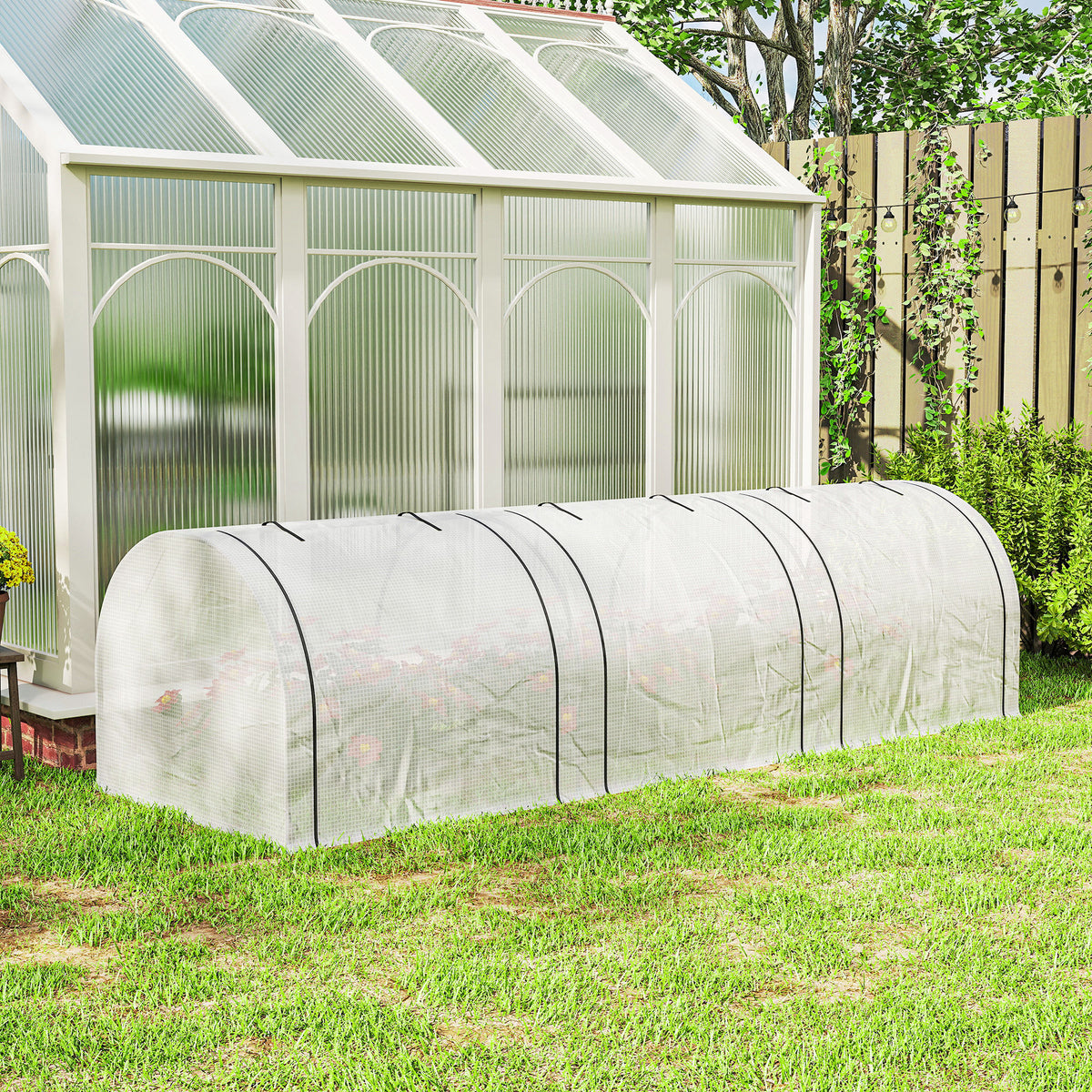 Mini Serre de Jardin Serre à tomates 3L x 1l x 0,8H m Acier PE Haute densité 140 g/m² Anti-UV 3 fenêtres Blanc