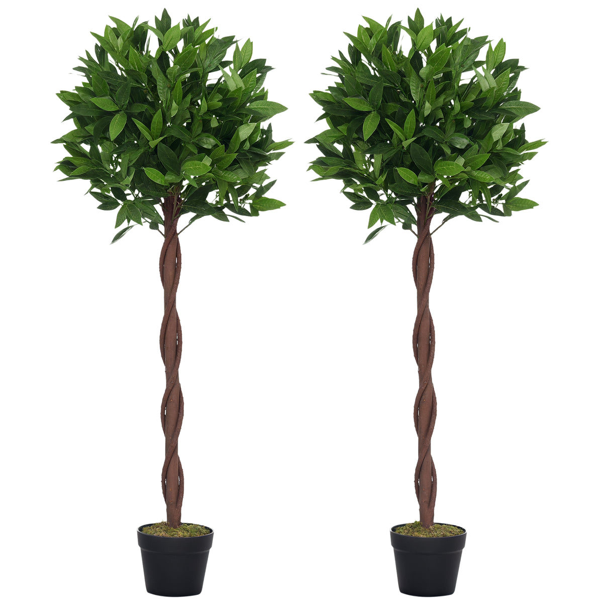 Lauriers artificiels topiaires 1,20H m - Lot de 2 lauriers Boules artificiels - 741 Feuilles réalistes par
