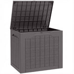 97L outdoor storage box with recessed handles, waterproof outdoor storage chest 56 x 41 x 50 cm, brown