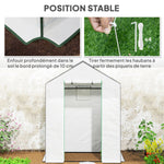 Serre de jardin avec 1 porte 1 fenêtre étagères 3 niveaux pour Légumes Plantes Fleurs Bâche PE 143 x 74 x 190 cm blanc