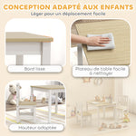 Table enfant avec chaise, lot table et 2 chaises enfant en bois pour dessiner, jouer, étudier, 56x52x48cm, bois naturel