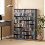 Mobile porta CD e DVD con 16 scomparti e 12 ripiani regolabili, capacità max. 720 CD/396 DVD e Blu-ray, grigio