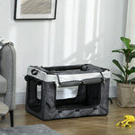 Cochecito plegable para mascotas perro gato capazo extraíble correas 4 ruedas 81 x 58 x 97,5 cm gris