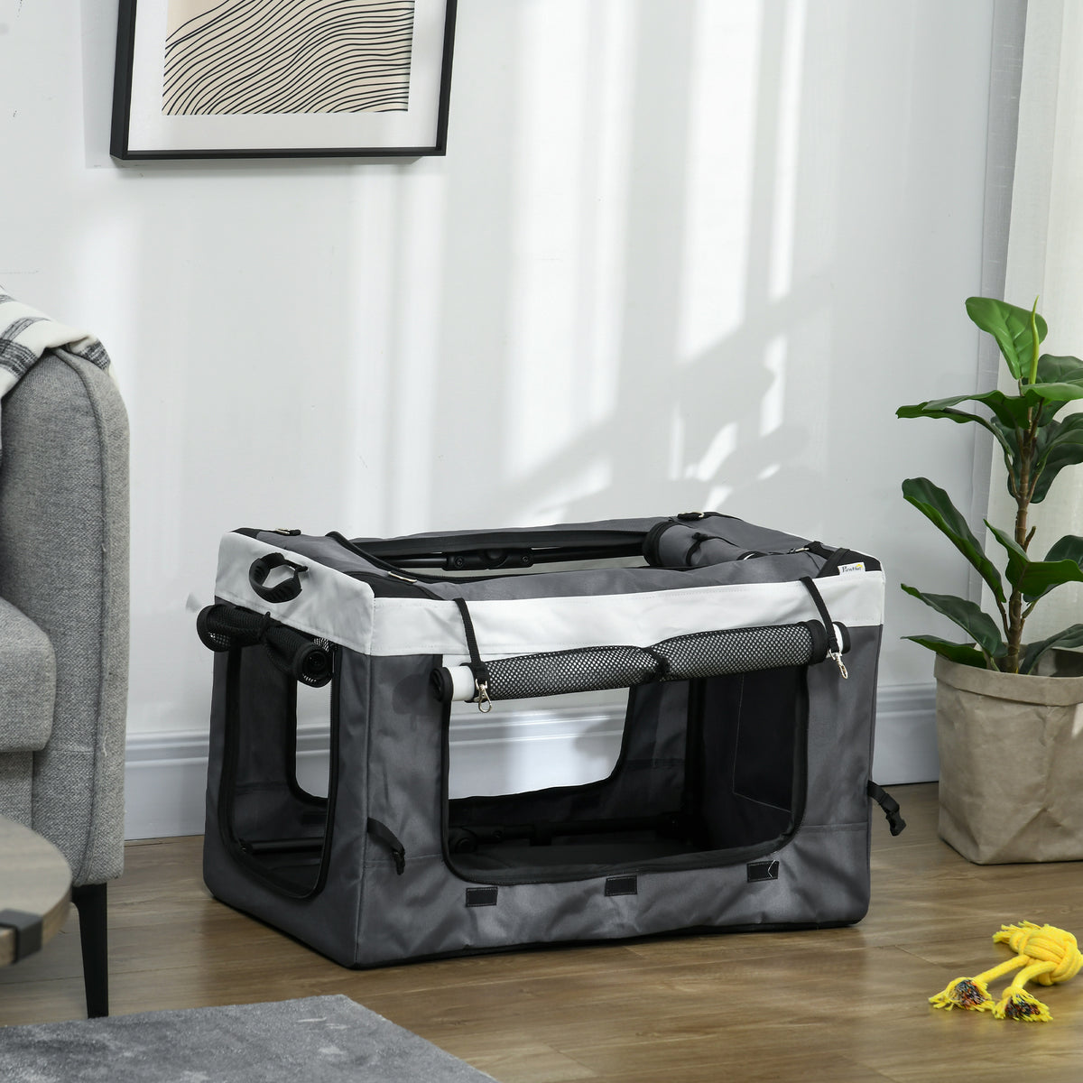 Cochecito plegable para mascotas perro gato capazo extraíble correas 4 ruedas 81 x 58 x 97,5 cm gris