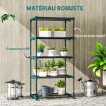 Étagère à fleurs en acier 5 niveaux intérieur et extérieur support de plantes pour jardin balcon salon 67x49x138cm vert
