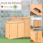 Armoire de jardin sur pied table de rempotage 2 en 1 - table de jardinage double porte, étagère, plateau tôle
