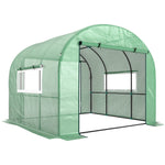 Serre de jardin serre tunnel de jardin 9m² PE Haute densité 135 g/m², avec 2 portes zippées 300 x 300 x 200 cm, vert