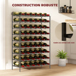 Étagère à vin rack pour bouteilles range-bouteilles capacité 54 bouteilles dim. 63L x 25l x 91H cm métal noir