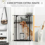 Lot de 2 barrières de sécurité animaux de 104H cm avec système de double verrouillage sans percage de 74 à 80 cm