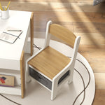 Ensemble 3 pièces table et 2 chaises pour enfant avec plateau réversible tableau noir, panier de rangement, étagères