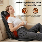 Masseur Dorsal Chauffant, Fauteuil de Massage Tissulaire Profond Vibration 3 Niveaux, Coussin de Massage