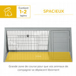 Clapier triangulaire de sol enclos extérieur niche double porte convient aux lapins poules tortue terrestre dim. 116L x 62,2l x 52,5H cm bois massif pin gris