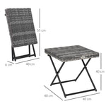 Table basse pliable de jardin style cosy chic dim. 40L x 40l x 40H cm métal époxy résine tressée imitation rotin gris