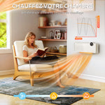 Chauffage mural en céramique 1000/2000W, radiateur électrique, ventilateur, thermostat, minuterie, 54x18,7x12,3cm, blanc