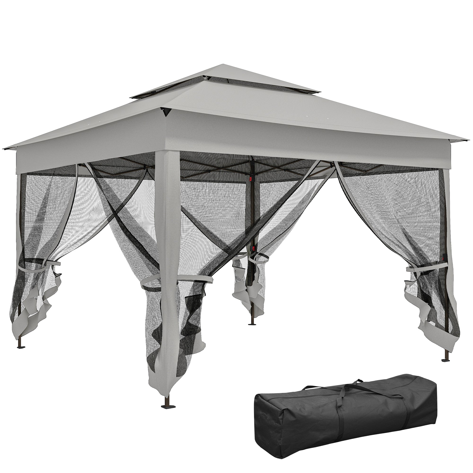 Tonnelle Barnum de Jardin Pop-up Pliant Acier Polyester imperméabilisé Anti UV moustiquaires + Sac de Transport