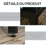 Table de jardin rectangulaire pour 8 personnes avec plateau en verre trempé et cadre en aluminium noir
