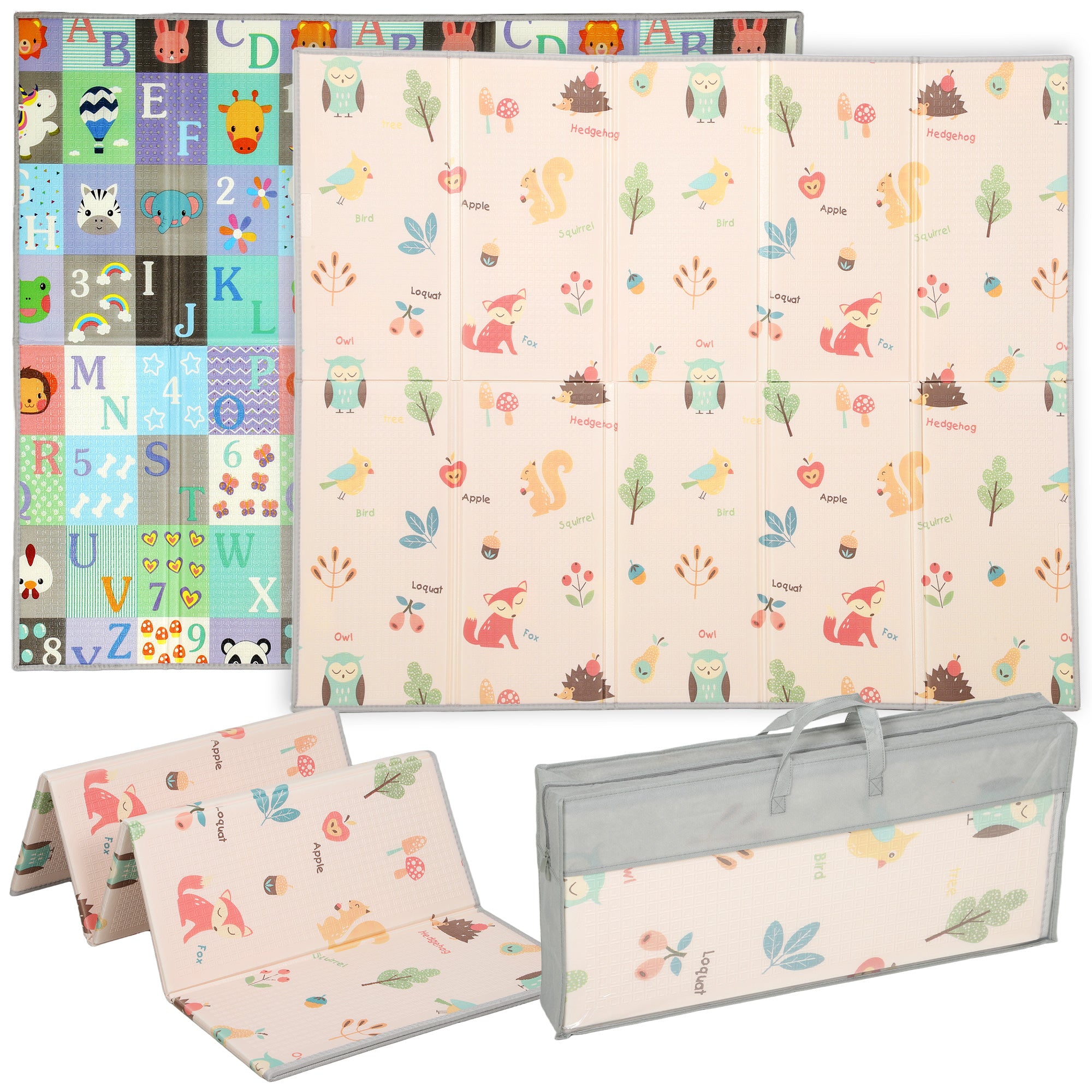 Tapis de jeu pour bébé pliable et réversible, tapis de sol en mousse épais, 180 x 150 x 1 cm, multicolore