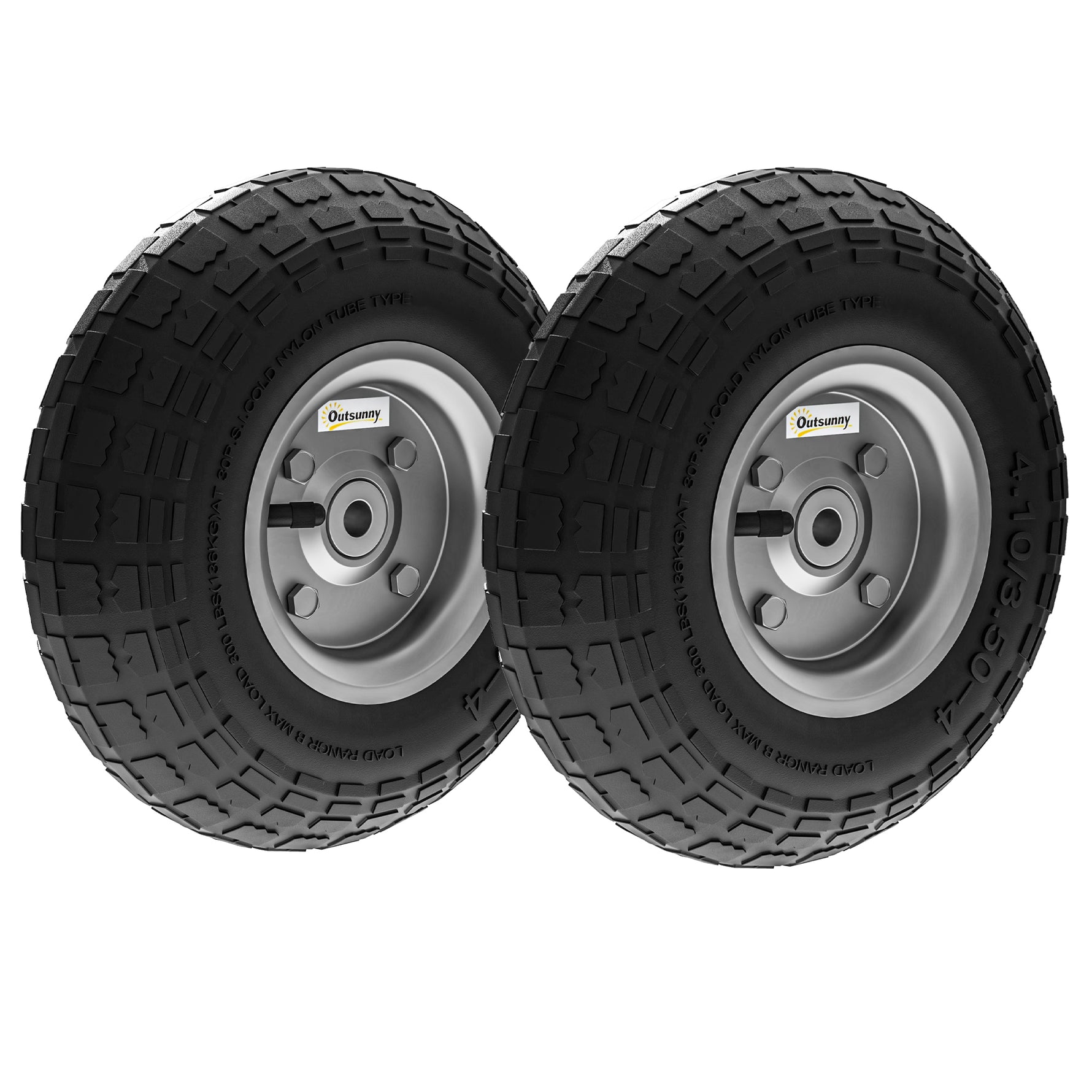 Lot de 2 Pneus Pneumatiques de Remplacement Alésage de 16mm pour Chariot de Jardin, Brouette et diable