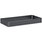 Fioriera da esterno rettangolare per orto in acciaio zincato con bordo di sicurezza e fondo aperto 240 x 120 x 30 cm grigio scuro