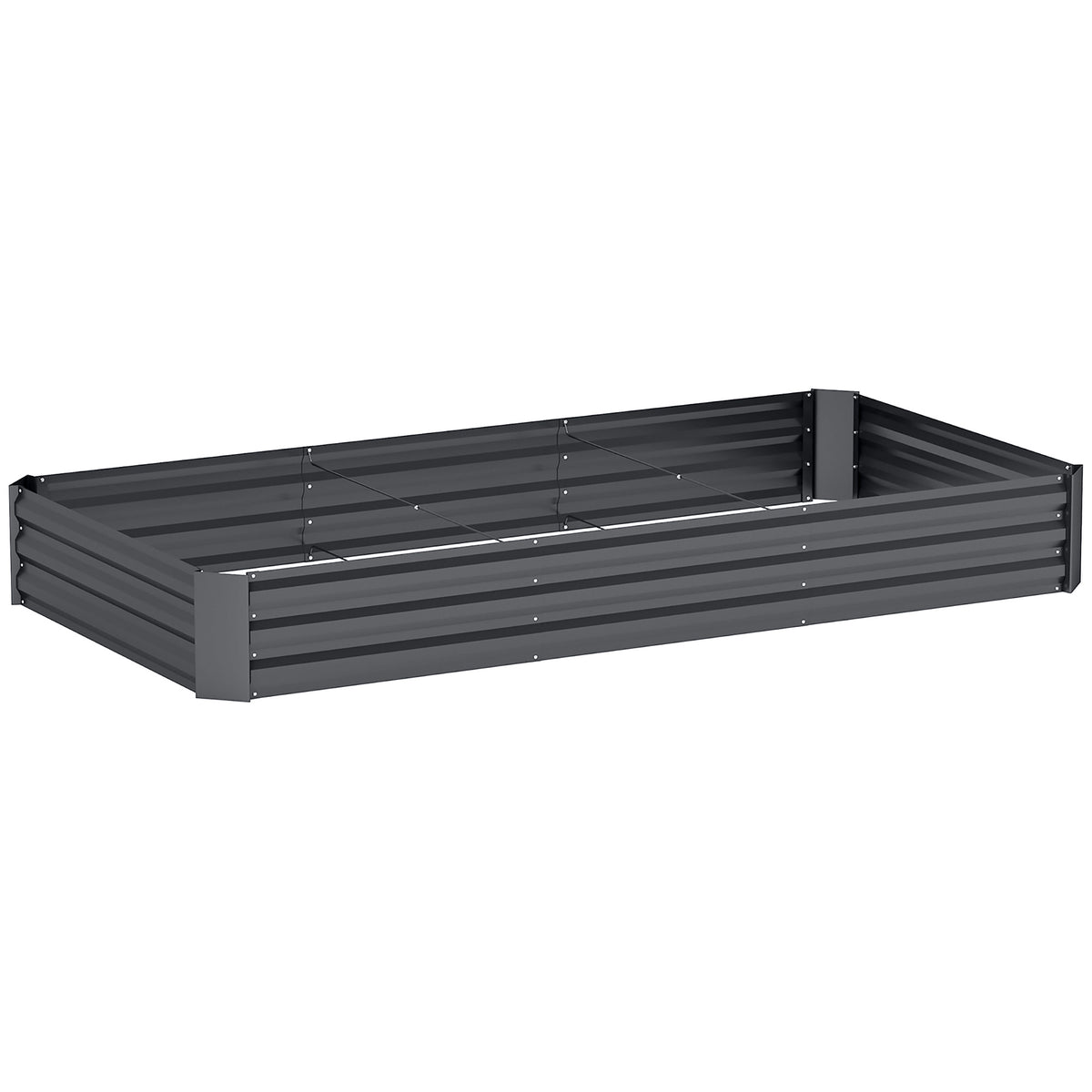 Fioriera da esterno rettangolare per orto in acciaio zincato con bordo di sicurezza e fondo aperto 240 x 120 x 30 cm grigio scuro