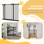 Barrière de sécurité animaux porte fermeture automatique système de double verrouillage sans perçage 1 extension noir