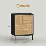 Buffet salon meuble de rangement armoire de cuisine portes à pousser et 4 placards style moderne 60 x 35 x 78 cm, noir