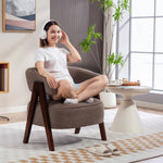 Sillón de salón de tela de borreguito, silla acolchada, asiento ancho, respaldo ergonómico, 70 x 64 x 71 cm, marrón