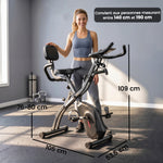 Vélo d'Appartement Pliable Vélo de Fitness 4 en 1 Silencieux Connecté Kinomap Bluetooth et Zwift 105x53,5x109cm Noir
