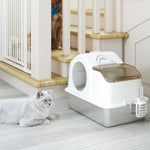 Maison de toilette pour chat avec couvercle amovible, bac à litière chat fermé côtés hauts, 60,5x40,5x45cm, blanc