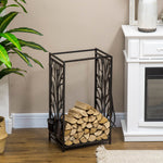 Porte bûches - Range bûches Serviteur de cheminée Arbre - Multi Accessoires étagère 46L x 29l x 70H cm Acier Noir-8