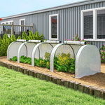 Mini serre de jardin serre à tomates 4 x 1 x 0,80 m acier PE anti-UV 4 portes avec zip enroulables blanc
