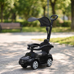 Cavalcabile per bambini 3 in 1 Mercedes-Benz con licenza, protezione, vano portaoggetti, clacson, 83x40x90 cm, nero