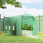 Serre tunnel de jardin 8 m², serre de jardin tunnel avec porte et 6 fenêtres, bâche PE 140 g/m² 400 x 200 x 200 cm vert