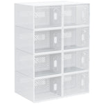 Lot de 8 boites cubes rangement à chaussures modulable avec portes transparentes - 25 x 35 x 19 cm