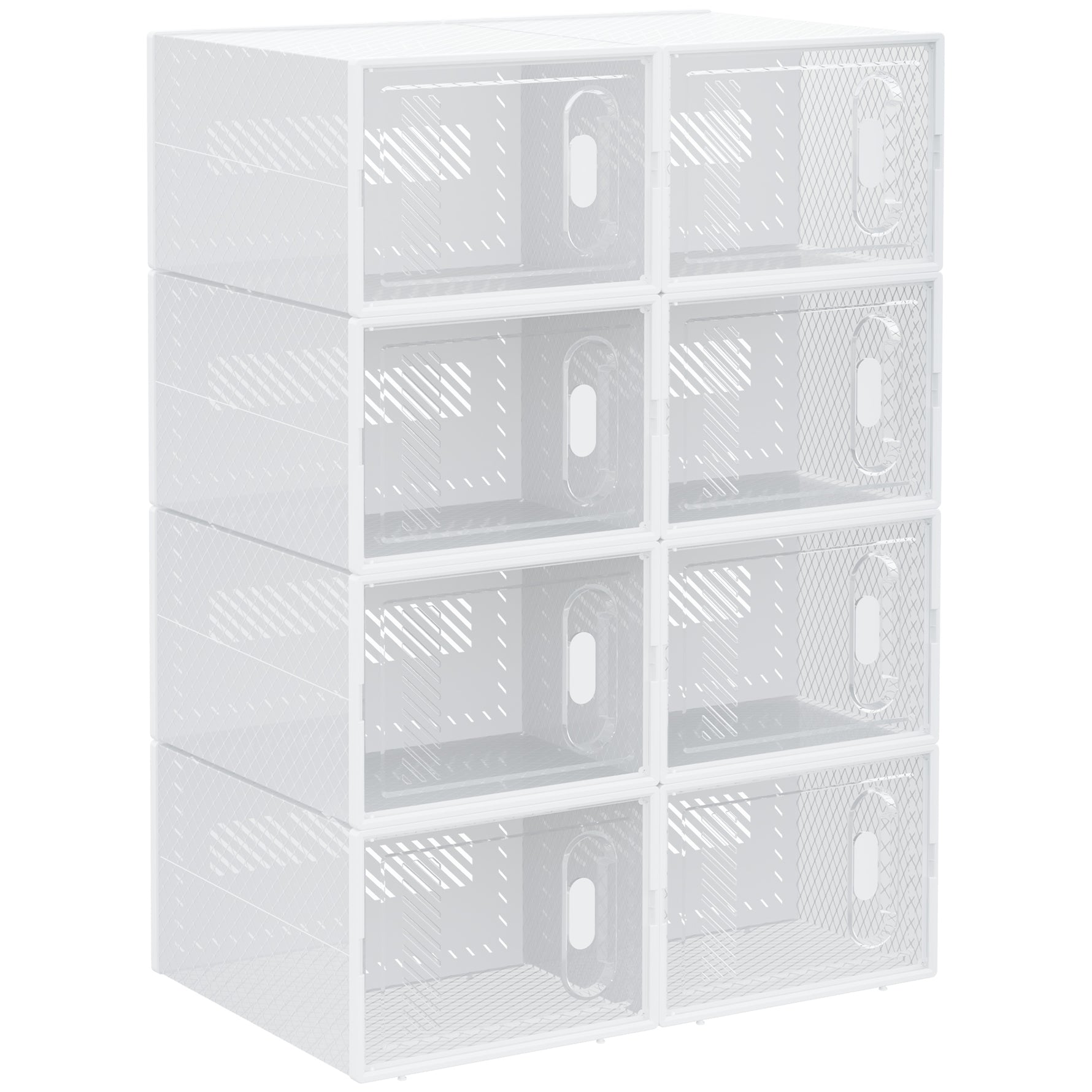 Lot de 8 boites cubes rangement à chaussures modulable avec portes transparentes - 25 x 35 x 19 cm