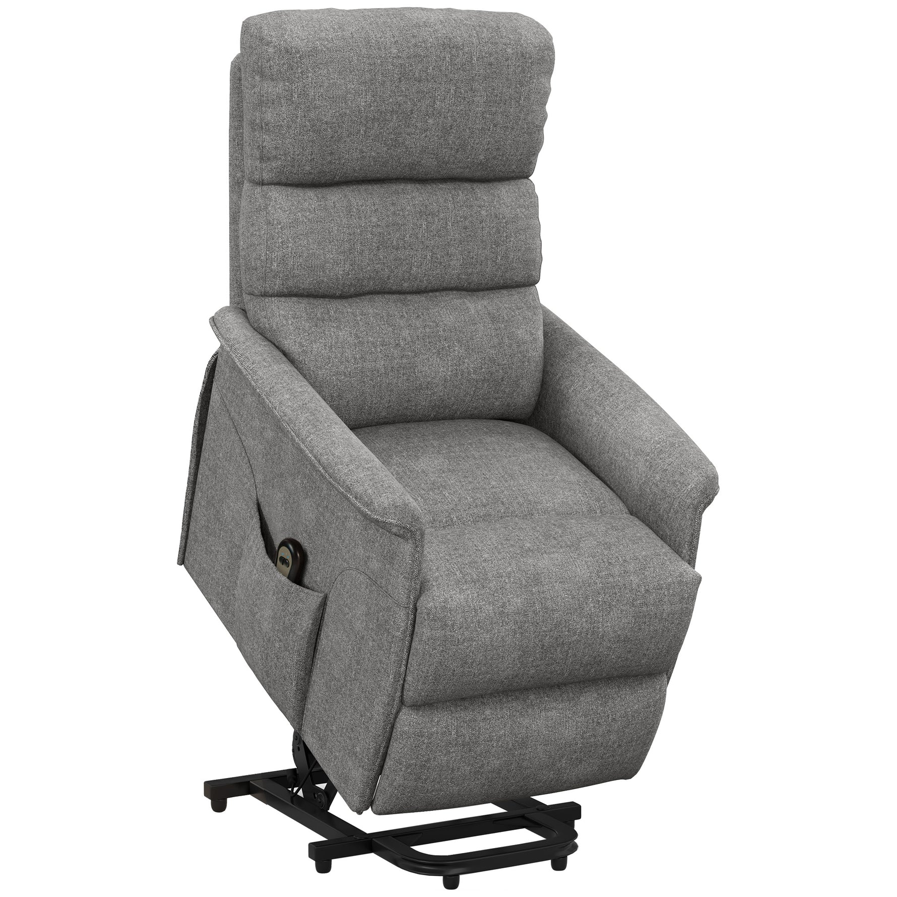 Fauteuil releveur électrique avec repose-pied dossier inclinable télécommande et pochette gris-0