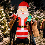 Père Noël Gonflable de 243 cm avec Lumières LED, Matériel Fixation et Souffleur, Intérieur et Extérieur, Rouge