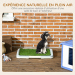 Toilette pour chien litière avec tapis en gazon artificiel plateau et panneau grillagé 63 x 48,5 cm