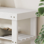 Banc à chaussures en bambou, étagère à chaussures à 3 niveaux, style scandinave, charge 136 Kg, 70 x 28 x 45 cm, blanc