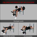 Banc de musculation Fitness banc d'haltérophilie entrainement complet dossier réglable curler