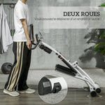 Stepper avec guidon 12 niveaux de résistance réglables, écran LCD, 2 roues et pédales antidérapantes, blanc et noir
